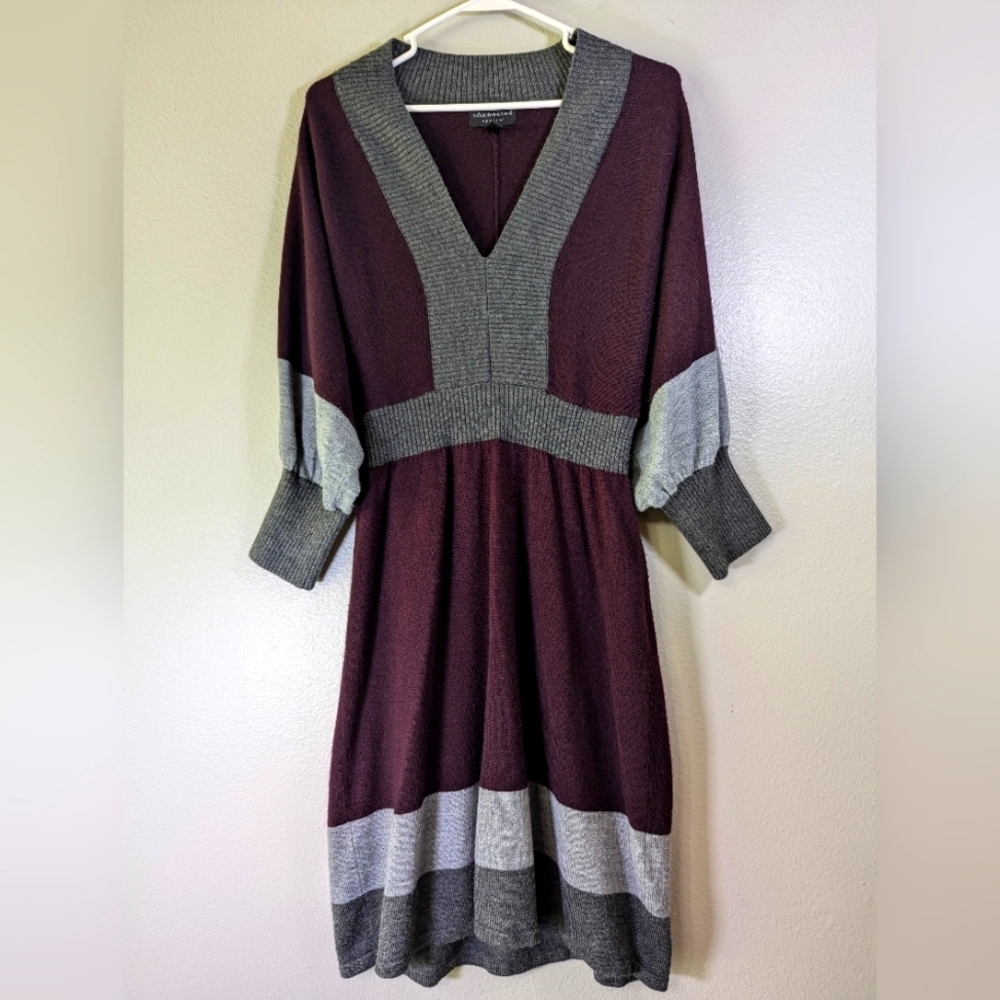 Connected Apparel women's sweater dress gray and purple size M